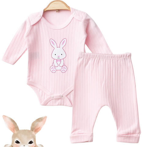 Pink Rabbit Printed Top&Bottom Set