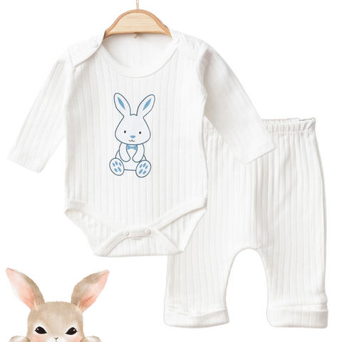 Blue Rabbit Printed Top&Bottom Set