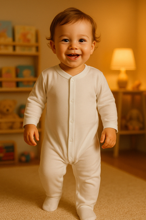 Cream Ribbed Footed Jumpsuit