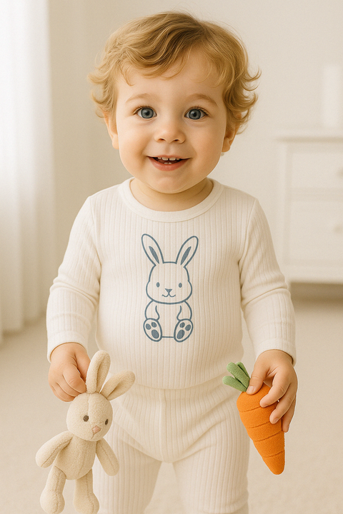 Blue Rabbit Printed Top&Bottom Set