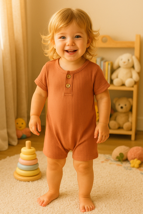 Rust Brown Short Jumpsuit