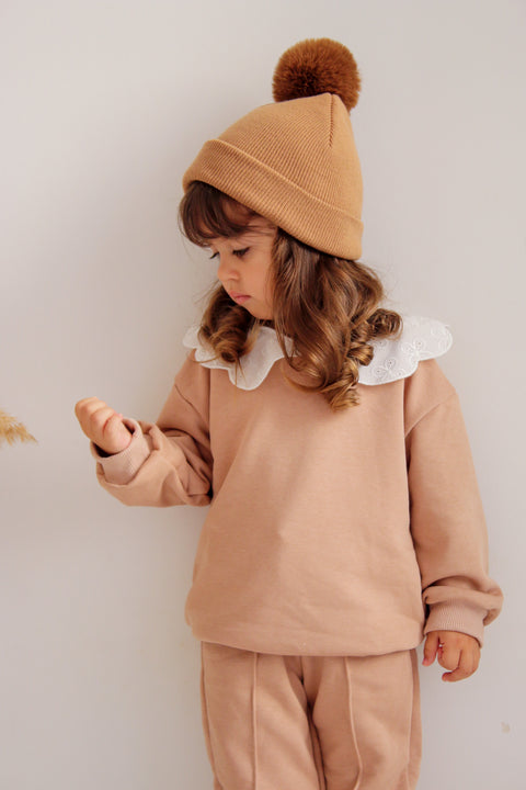 Brown Single Pom Pom Beanie