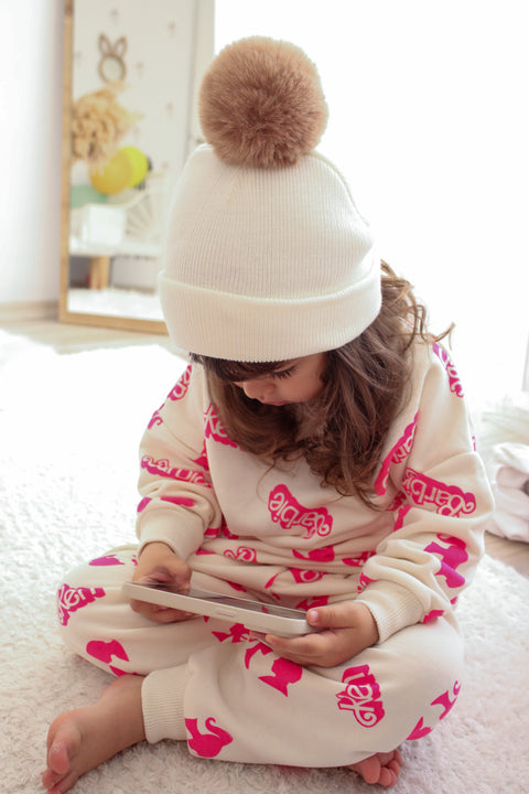 Cream Single Pom Pom Beanie