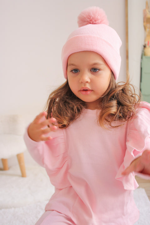 Candy Pink Single Pom Pom Beanie