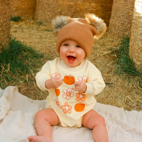 Brown Double Pom Pom Hat