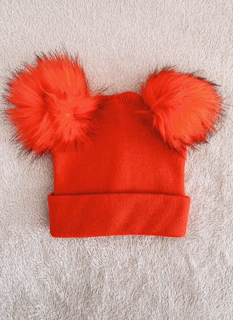 Red Pom Pom Baby/Kid's Beanie Hat (Wholesale)